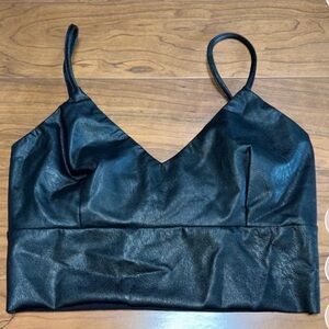 Lulu's Black Faux Leather Crop Top